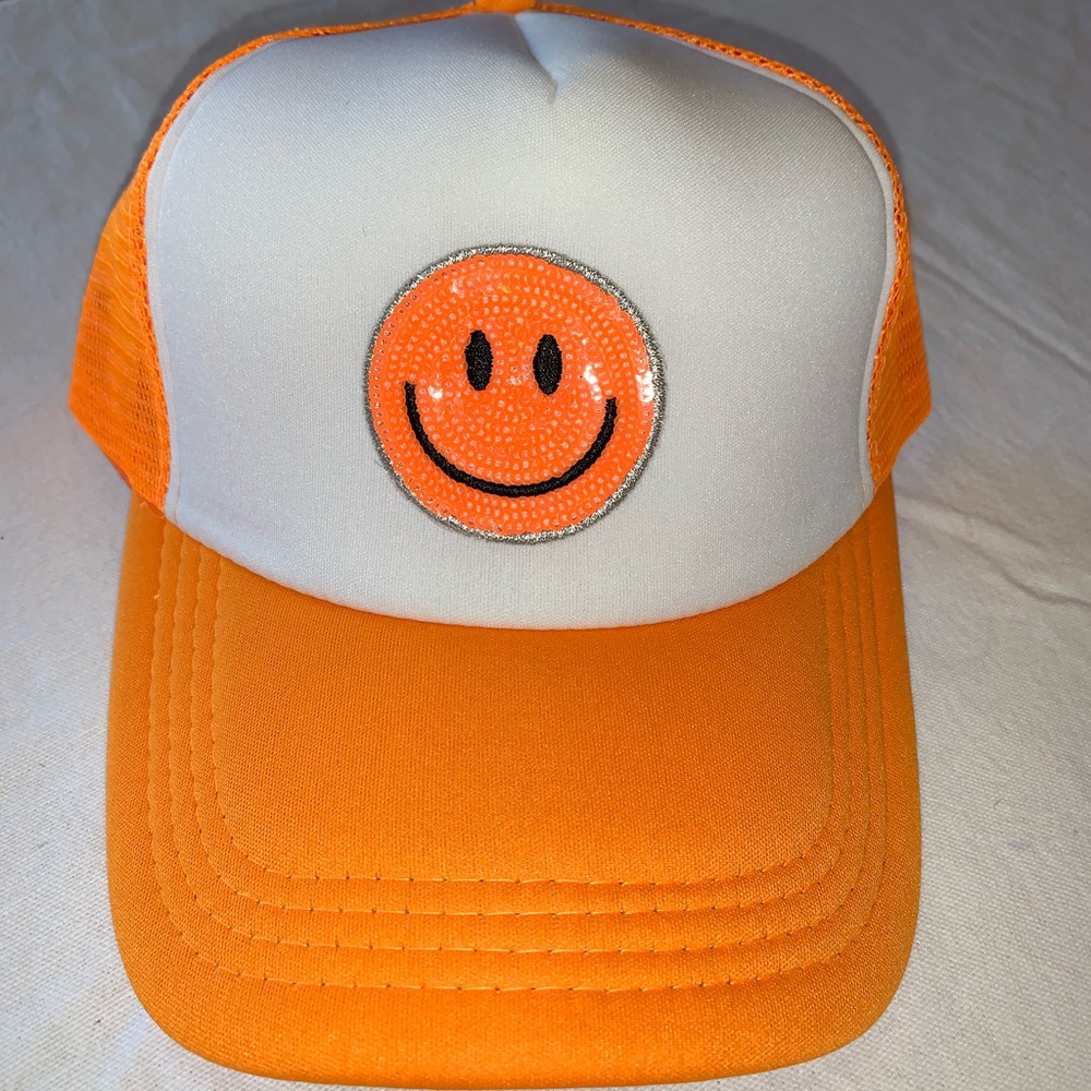 Orange smiley face trucker hat FLASH SALE LIMITED TIME